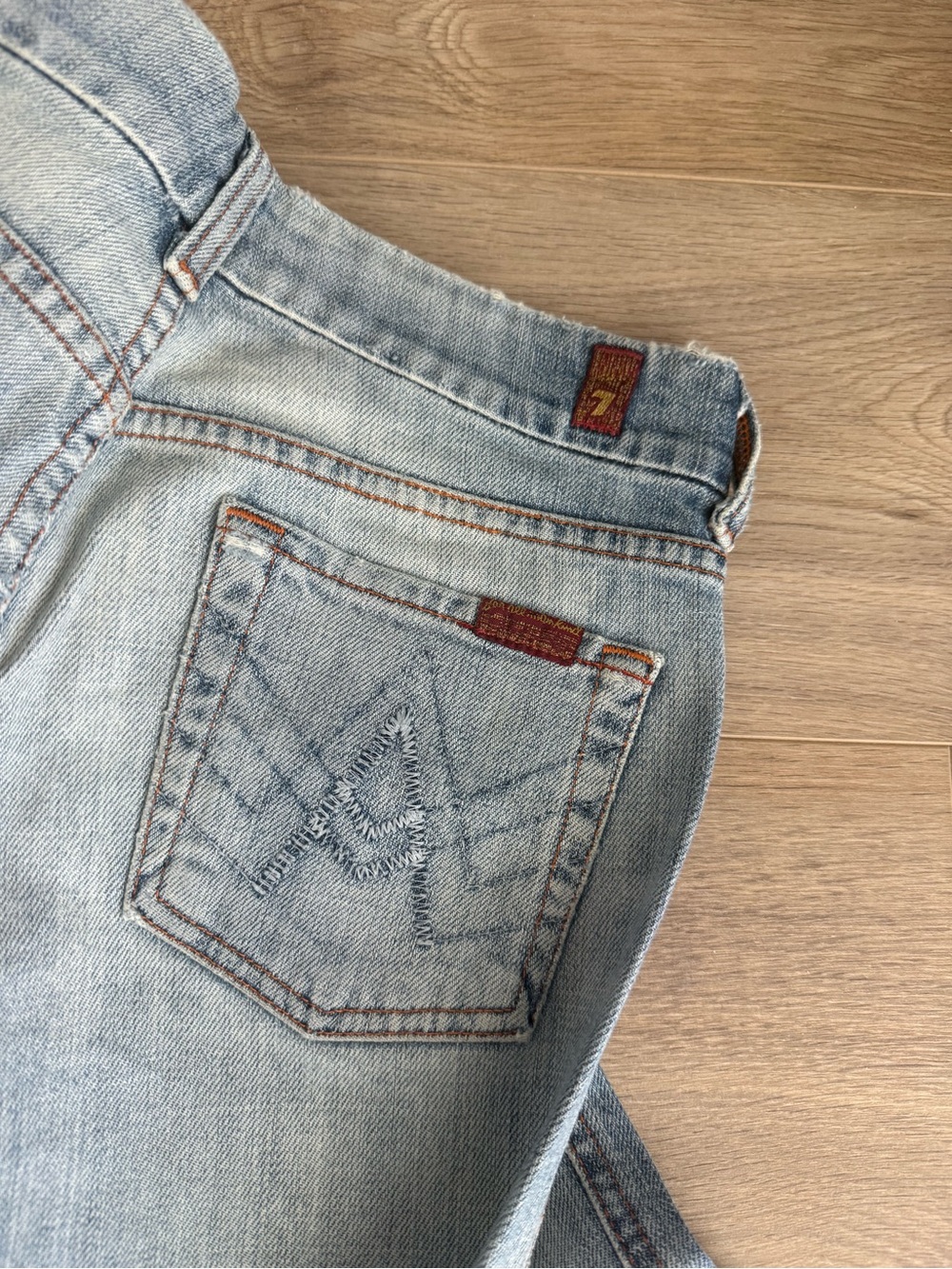 7 For All Mankind Womens Light Wash Straight Leg Jeans - Light Blue